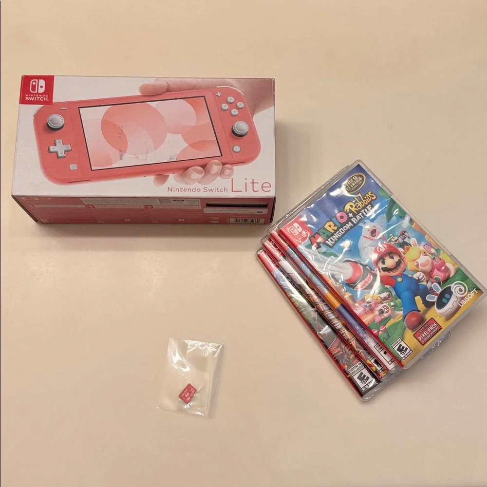 New Game Nintendo Switch Lite in Box Mario SD Card Bundle